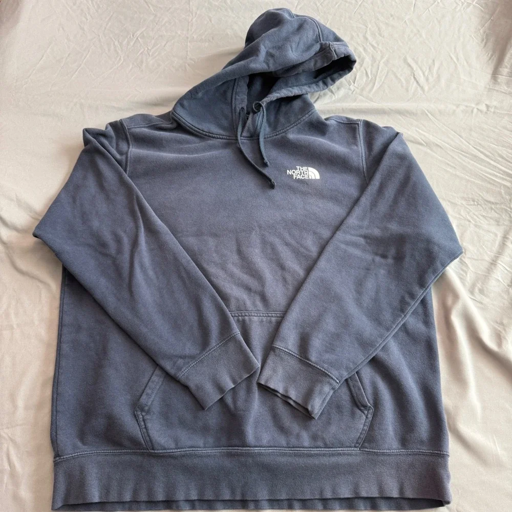 The North Face Pullover Hoodie Mens XL Navy Blue‎ Fleece Never Stop Exploring